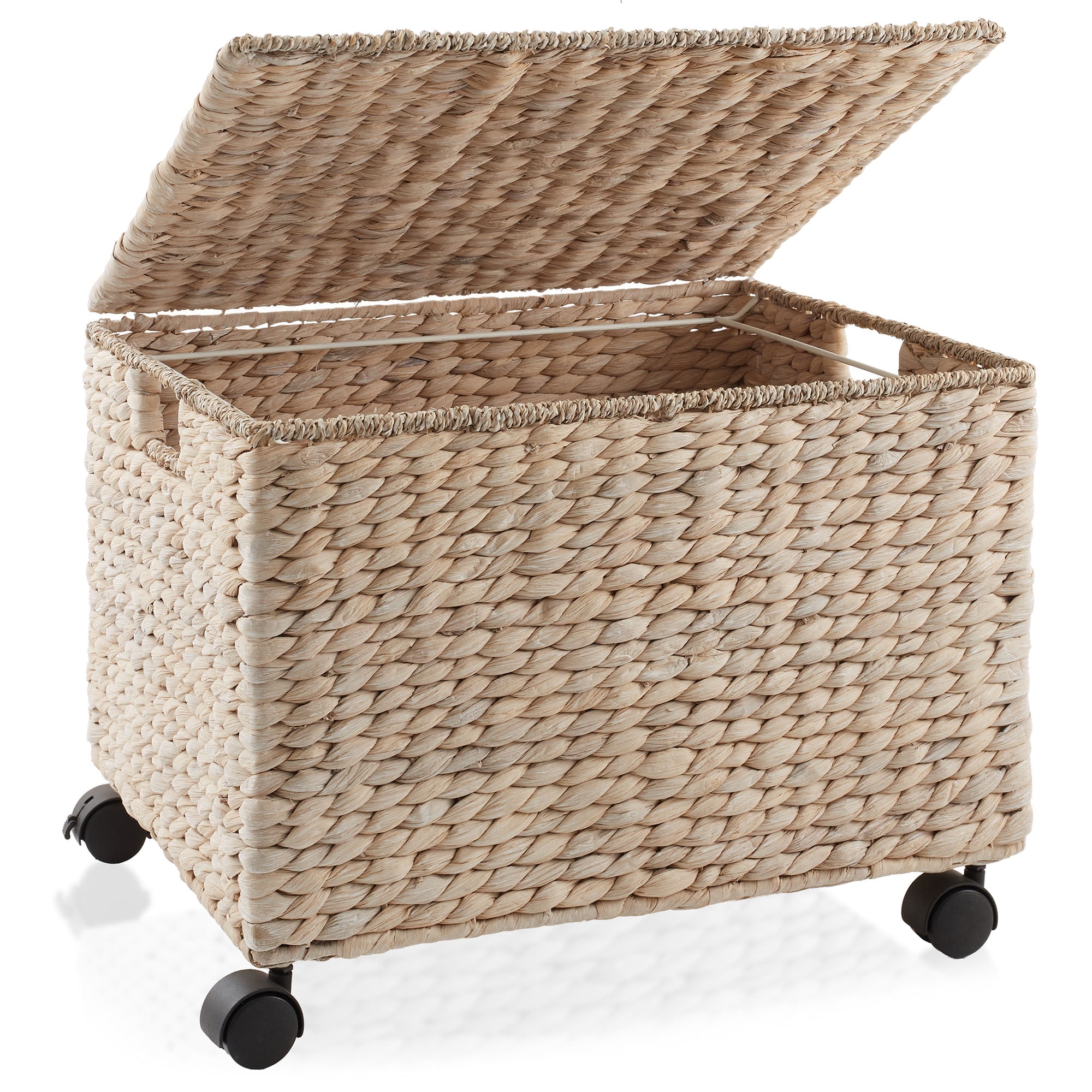 Casafield Rolling Filing Cabinet, Whitewash - Water Hyacinth Hanging File Folder Organizer, Home Office Storage