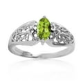 thumbnail image 2 of Galaxy Gold 14K White Gold Natural Marquis-Shaped Peridot Filigree Solitaire Ring - August Birthstone - Abundance & Joy - Sizes 5.5 to 11 - Fine Jewelry for Women, 2 of 4