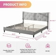 thumbnail image 2 of Mixoy Upholstered Linen Platform Bed Frame with Curved Headboard,Wood Slat Support Light Grey - King, 2 of 5