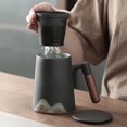 thumbnail image 4 of GUOOL Porcelain Tea Cup with Handle Kitchen Utensils 301-400ml Coffee Mug for Restaurant Accessory Black +Gift Box, 4 of 9