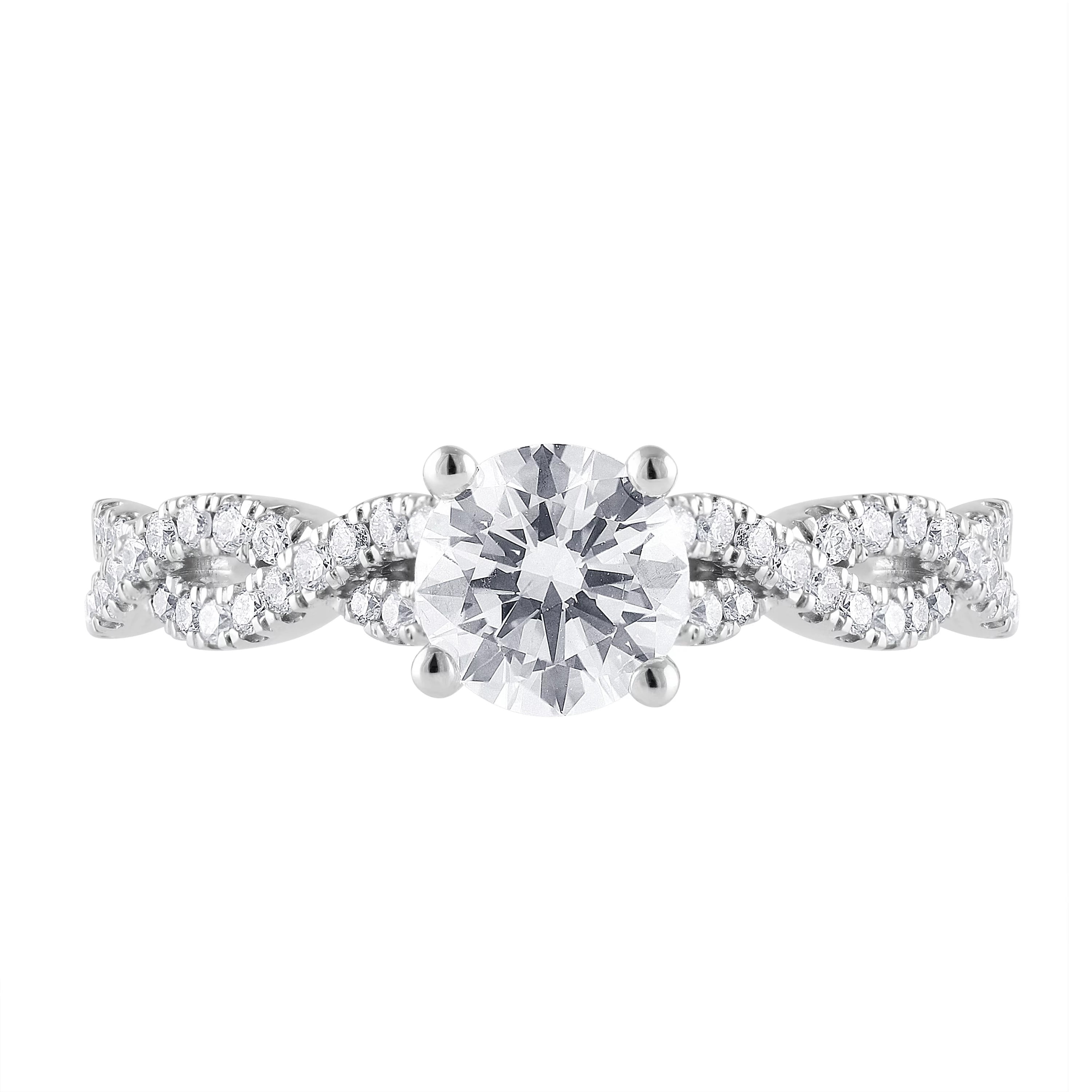 Unique Moments 1 Ct Round Lab Grown Diamond Engagement Ring in 10K White Gold (J, SI-I1)
