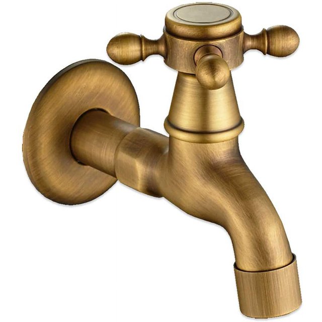 Grifo de agua fría vintage con interfaz G1/2 de una sola manija - Grifo de fregona montado en la pared para lavabo de baño(Bronce) brillar Electrónica