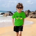 thumbnail image 4 of Blusas y camisas de manga corta con cuello redondo para niños y niñas, color liso, con estampado de expresión linda, manga corta, holgadas y cómodas, blusa para niña, 4 of 6