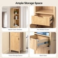 thumbnail image 4 of Ktaxon Fluted Bathroom Storage Cabinet Narrow Tall, Freestanding Cabinet Storage Tower with Grille Single Door and One Drawer, Oak, 4 of 8