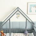 thumbnail image 7 of Kumix House-Shaped Floor Bed with Fence Guardrails and Roof, Twin Size Floor Bed Frame for Boys & Girls, Wooden Playhouse Bed Frame, Twin Floor Bed Montessori House Bed Frame, Gray, 7 of 7