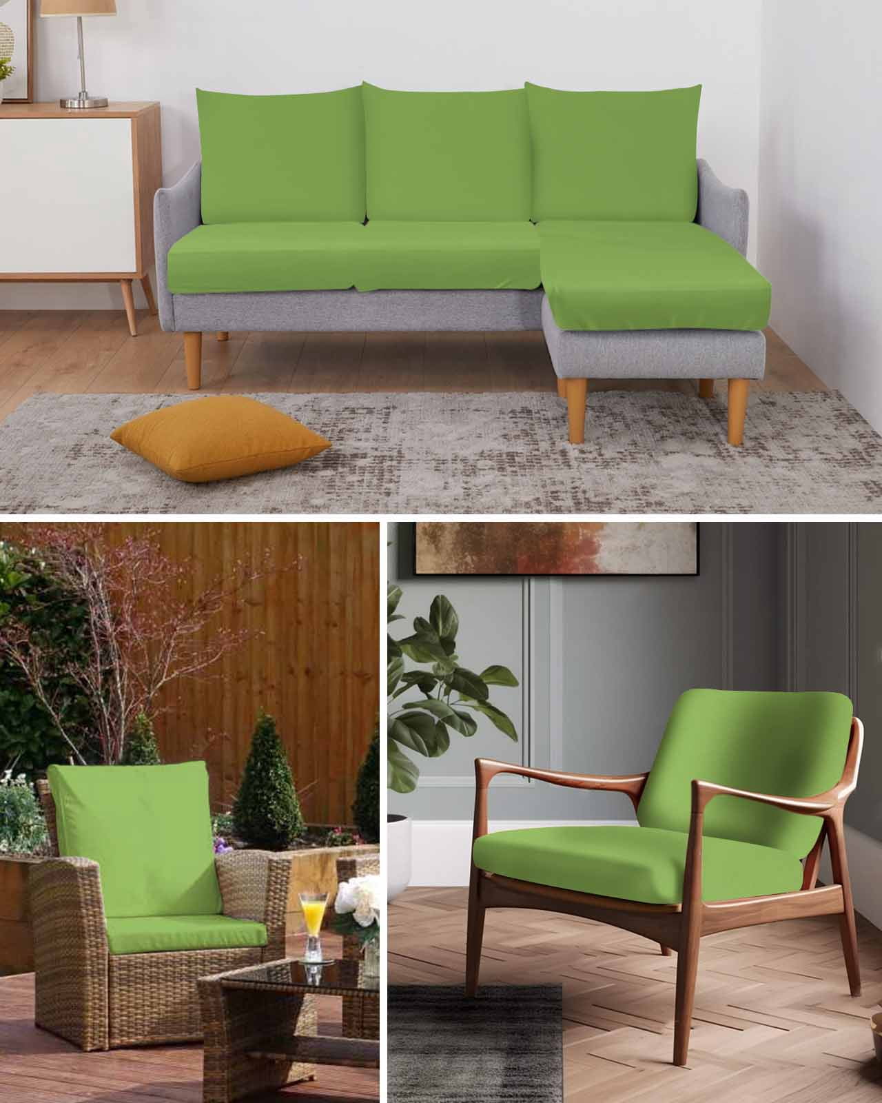 Green Couch Cushion Covers Stretch, Washable Sofa Seat Covers Individual Seat Cushion Sofa Slipcovers Solid Color Simple Abstract Fashion Light Color Couch Cover Furniture Protector S-1PCS