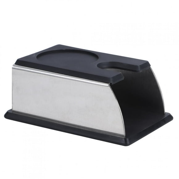 YUMILI Tapis de bourrage de café d'angle antidérapant en silicone, support de support de bourreur de café en acier inoxydable, accessoire de machine à café(le noir)