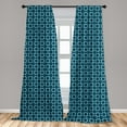 thumbnail image 5 of Ambesonne Retro Curtains, Vintage Geometric Pattern, Pair of 28"x84", Dark Blue Pale Blue, 5 of 5