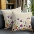 thumbnail image 2 of Throw Pillow Covers 16x16 Inch Set of 2 Purple Flower Floral Leaves Decorative Pillow Covers Branch Plant Nature Cushion Cover Pillowcase for Sofa Couch Bed Home Decor, 2 of 9