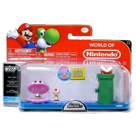 World of Nintendo Micro Land Playset Red Toad & Sparkling Water (Best Sparkling Water In The World)