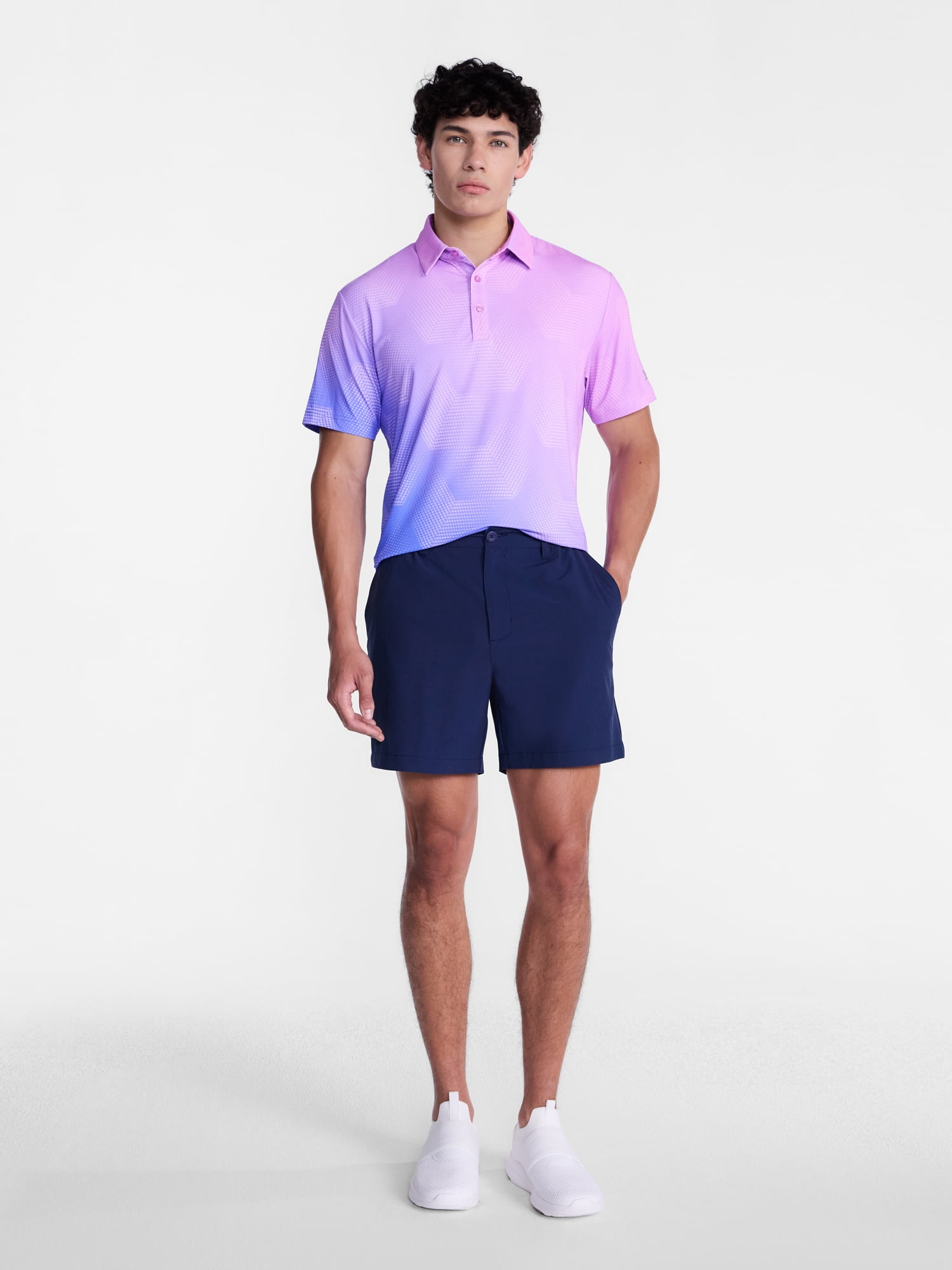 Birdie Bound Men's and Big Men's Ombre Geo Golf Polo Shirt, Sizes XS-4XLT