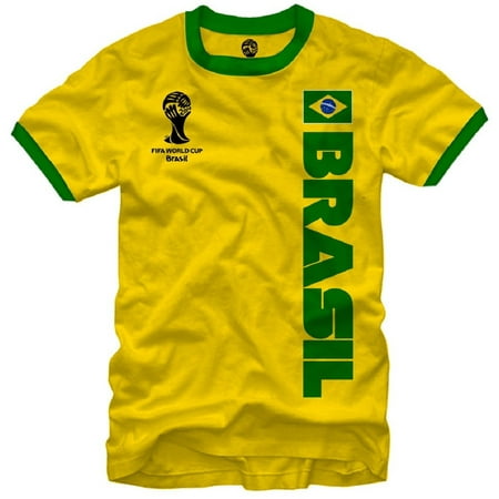 FIFA World Cup Soccer Brasil Ringer T-Shirt (Best Soccer Uniforms In Fifa 14)