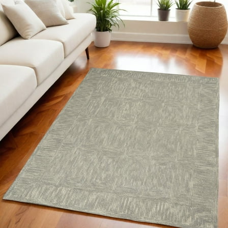 HomeRoots 553506 5 x 7 ft. Wool Geometric Rectangle Area Rug, Gray