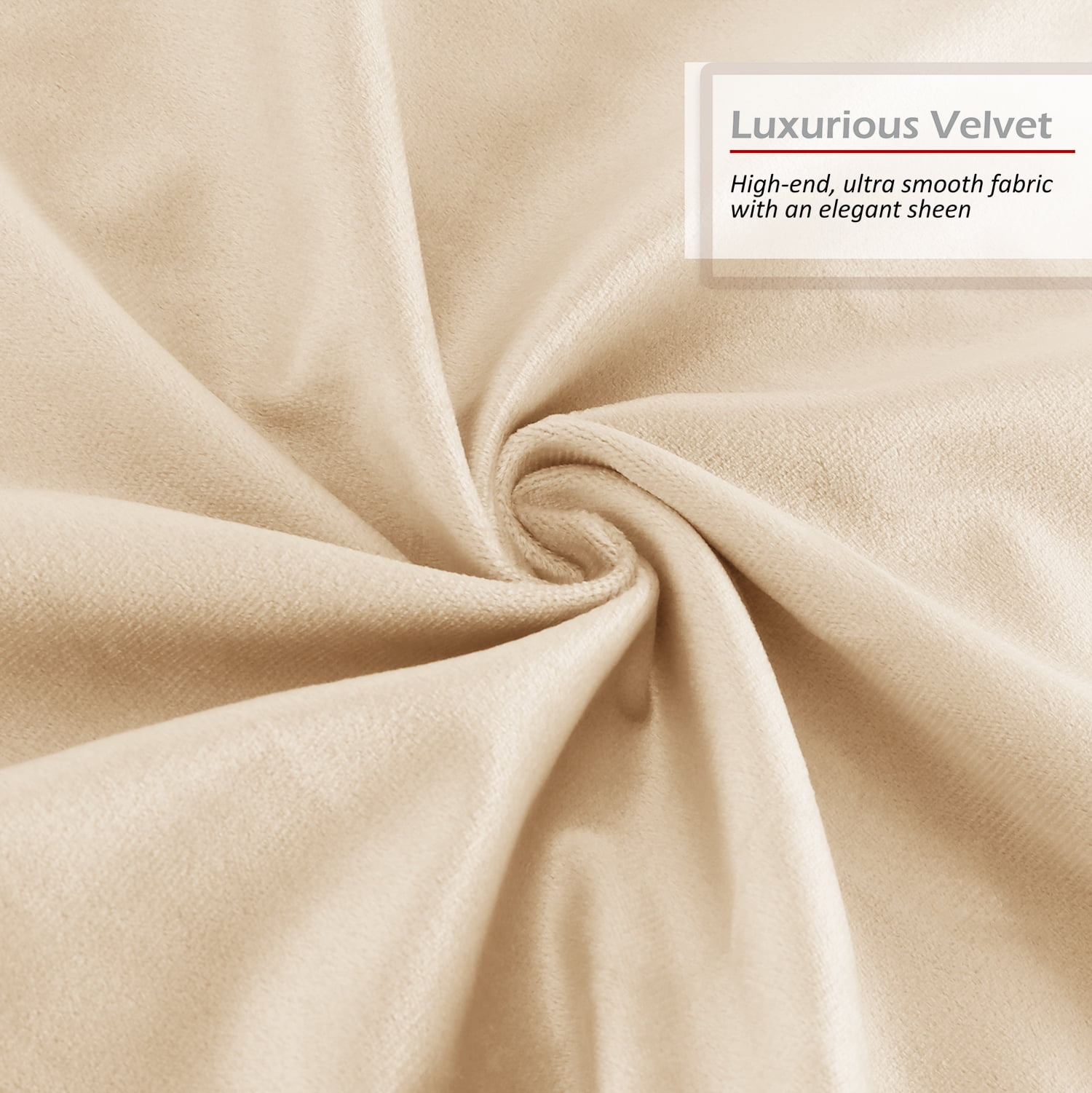 Nestl Velvet Throw Pillow Covers Solid Square Soft Decorative Pillow Cover for Sofa, 20" x 20", Beige, Pack of 4