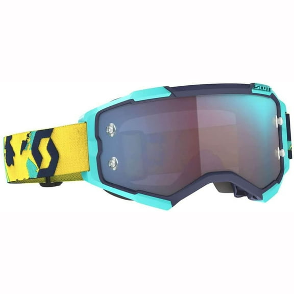 Scott Fury MX Offroad Goggles Blue/Yellow w/Blue Chrome Lens