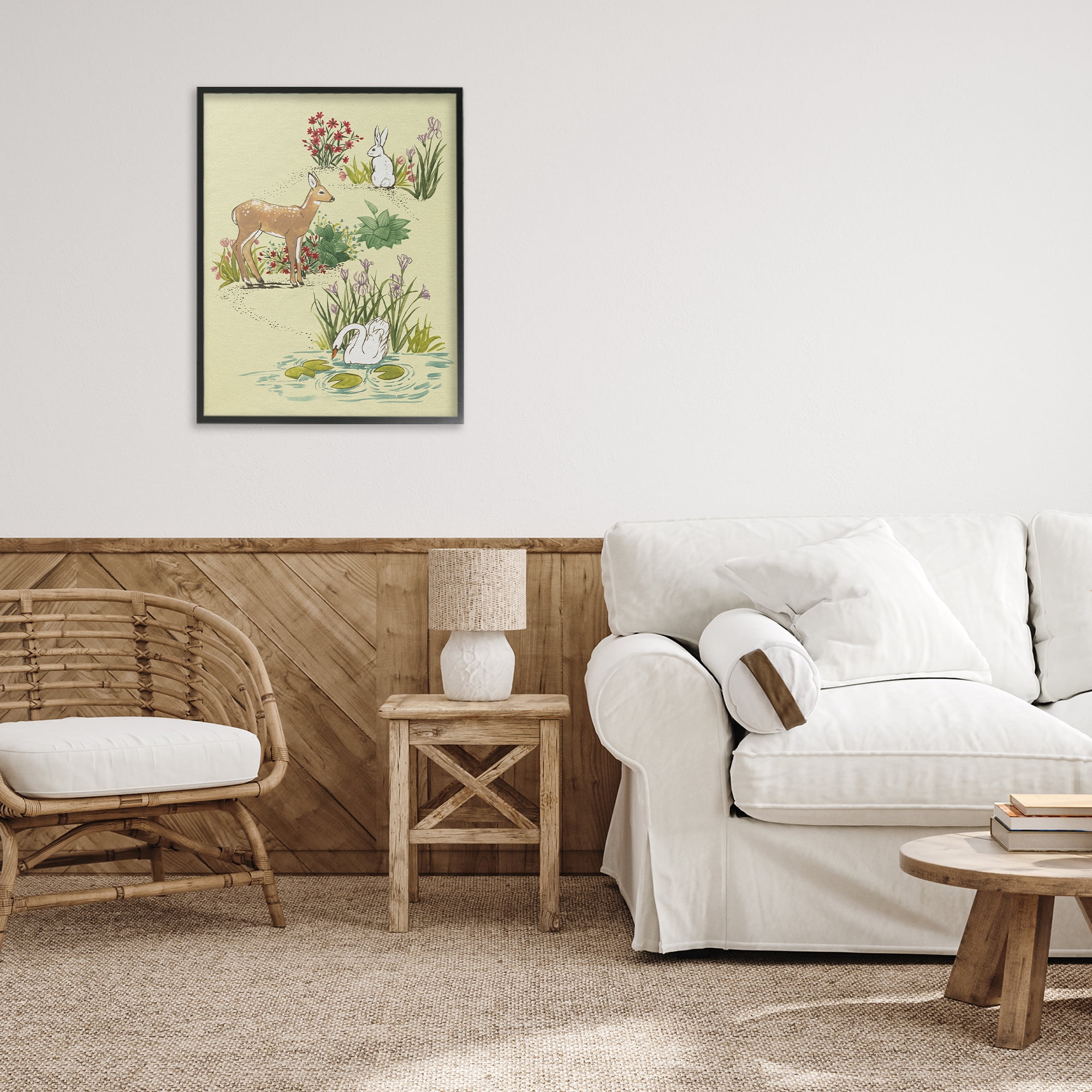 Stupell Industries Peaceful Spring Animals Black Framed Giclee Art, design by Grace Popp