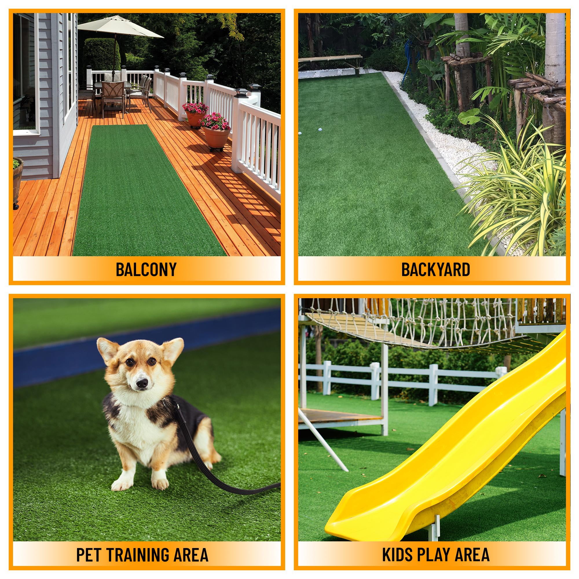 Sweet Home Stores Artificial Grass 2'7" x 4' Waterproof Turf Mat for Pets, Patio, Entryway, Porch