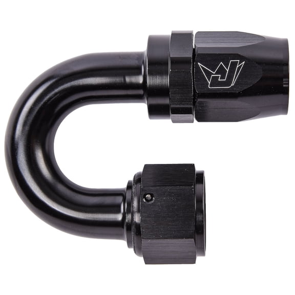 JEGS AN 180-Degree Max Flow Swivel Hose End [-12 AN Female to -12 AN Hose, Black]