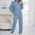 thumbnail image 2 of tarylea Pajamas for Women Set Long Sleeve Hoodies with Pockets Stretch Pants Solid Color Loose Pajama Suits Casual Fall Homewear, 2 of 4