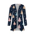 thumbnail image 4 of Women's Fashionable Loose-Fit Casual Cardigan with Christmas Print Mid-Length Coat for Holiday Outfits and Comfortable Wear,Dark Blue,S, 4 of 6