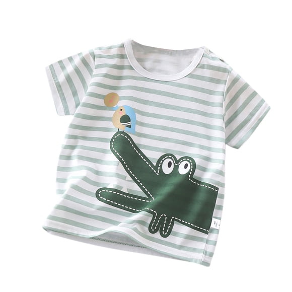 Toddler Boys Girls Short Sleeve Tee Summer Crewneck Cartoon Print T Shirt Casual Fit Basic Shirts size 9-18M