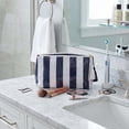 thumbnail image 3 of Makeup Bags for Purse,Small Clear Coated Cosmetic Bags for Women Girls, Waterproof Travel Organizer Zipper Pouch Beach Vacation Essentials (White-Navy), 3 of 4