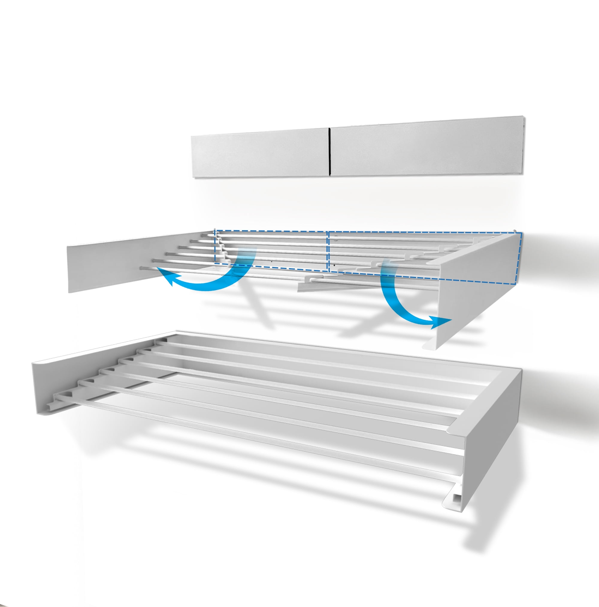 Step Up Products  39.5 in. Retractable Metal Wall Mount Clothes Drying Rack; White