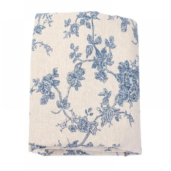 Tablecloth*1Pc Blue Floral Table Cloth Retro Cotton Linen Blue Flower Tablecloths For Table Nappe