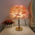 thumbnail image 4 of Feathers Table Lamp Night Light Lampshade for Bedside Home Room Decor Pink, 4 of 8