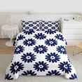 thumbnail image 2 of jejeloiu Cute Flowers Daisy Queen Comforter Set,Blue Floral Blossom Bedding Comforter Set For Girls Kids Reversible 3-Piece, 2 of 8