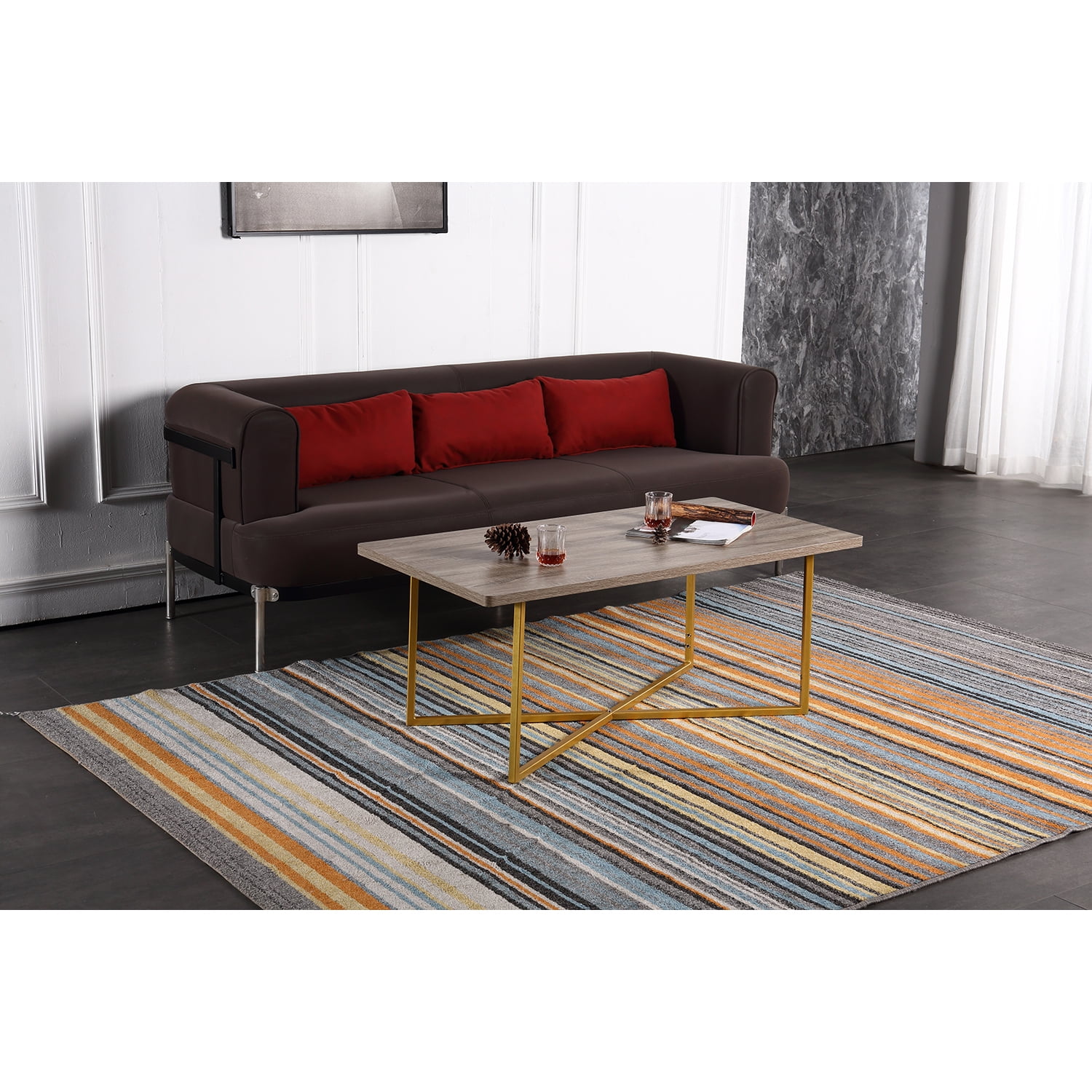 Kadyn Coffee Table, Wood Coffee Table for Living Room, Rectangular Coffee Table with Non-Slip Feet, Golden White Kadyn Coffee Table, Wood Coffee Table for Living Room, Rectangular Coffee Table with Non-Slip Feet, Golden White