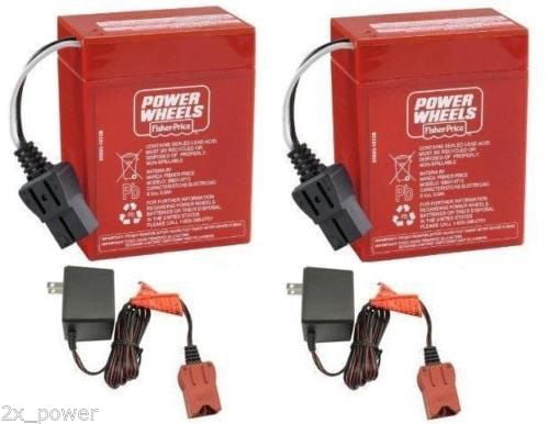 PIECES Fisher Price 1 year w Power Wheels 6 volt RED BATTERY 00801-0712 TWO 2X 