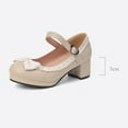 thumbnail image 6 of Aueoeo Women Mid Block Heel Shoes Mary Pumps with Bow Chunky Heel Cute Sweet Shoes One Strip Dress Church Wedding Shoes, 6 of 7