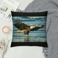 thumbnail image 2 of Orinice Bald Eagle Beach Wildlife Graphic Decorative Cotton Linen Throw Pillow Cover 24x24in, 2 of 5