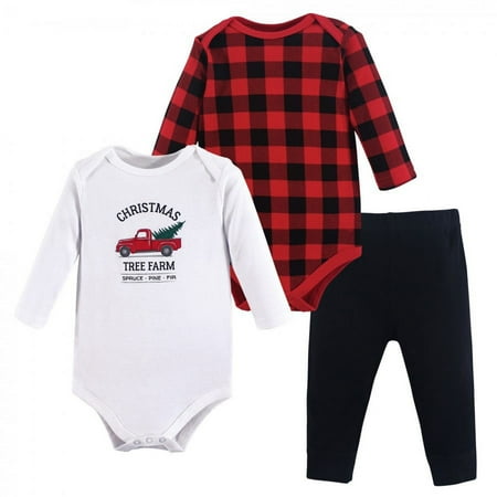 UPC: 0660168554915 | Hudson Baby Infant Unisex Cotton Bodysuit and Pant Set  Christmas Tree  0-3 Months