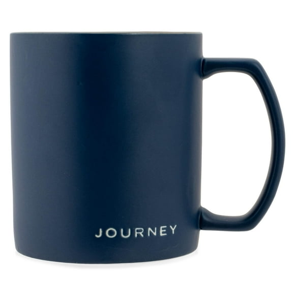 Lighthouse Christian Products Simply Yours Journey 18 ounce Ceramic Stoneware Coffee Mug, Navy Blue