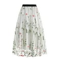 thumbnail image 3 of SWSMCLT Women's Long Skirt Pleated Tulle Skirt Elastic Waist Layered Fall Spring Tulle High Waisted Flowy White Small, 3 of 4