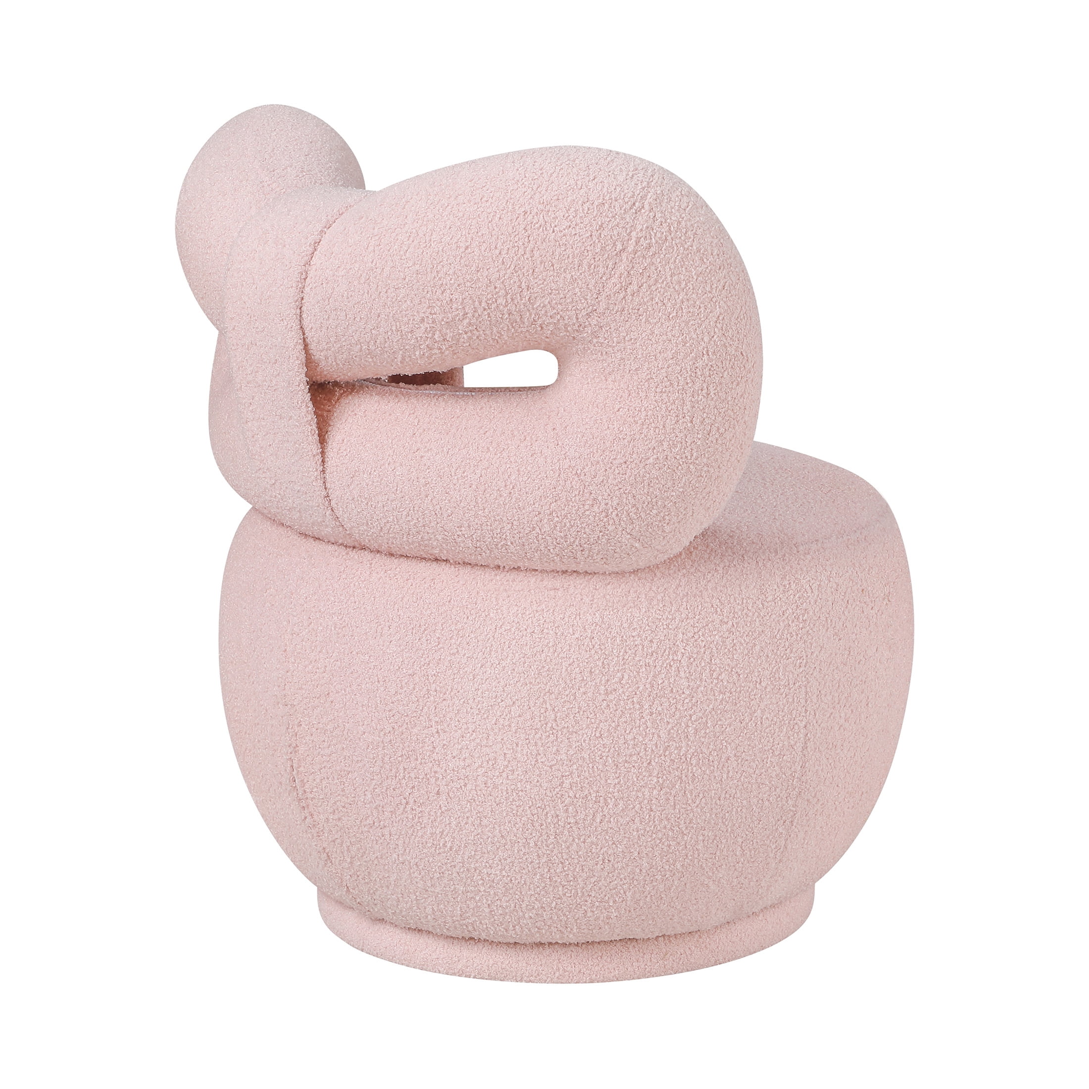 OakvillePark Wooda Modern Bow Shaped Boucle Kid's Swivel Chair, Pink