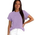 thumbnail image 6 of Summer Tops Womens Short Sleeve Basic Casual Crew Neck T Shirts Trendy Fashion 2026 Light Purple XL, 6 of 6