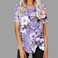 thumbnail image 1 of Fiudx Ofertas Flash Del Día Blusa Casual de Manga Corta con Estampado de Botones y Cuello Redondo para Mujer, 1 of 5