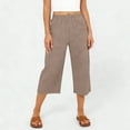 thumbnail image 3 of Garbnen Womens Capri Pants Travel Beach Comfy Womens Pants Straight Leg Summer Elastic Waist Womens Trouser Pants with Pocket, 3 of 6