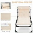 thumbnail image 4 of Outsunny Padded Folding Chaise Lounge Chair, Outdoor 6-Level Reclining Camping Tanning Chair with Headrest for Beach, Yard, Patio, Pool, Beige, 4 of 9