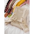 thumbnail image 2 of Suéter grueso de color caqui para mujer, Jersey informal con botones y cuello redondo, top de punto ajustado, tops suaves, 2024, 2 of 5