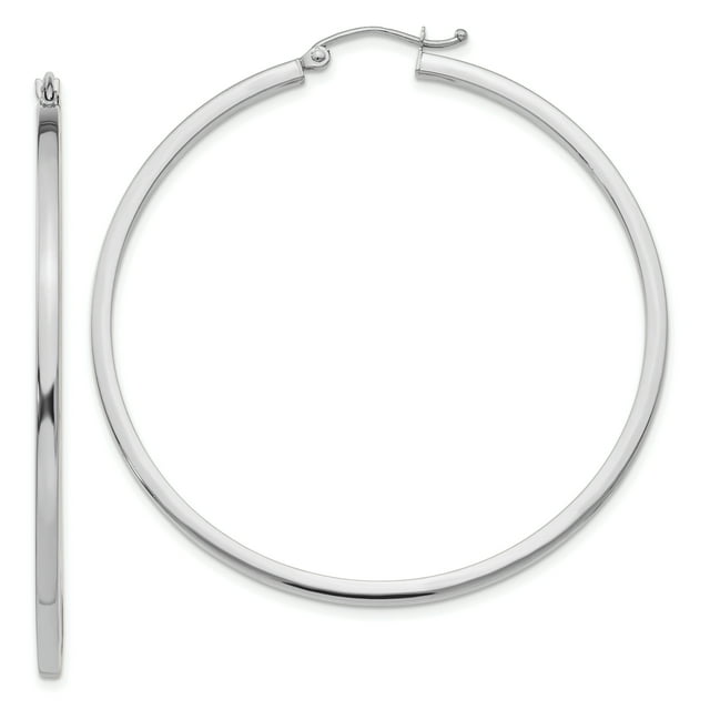 Boucles d'Oreilles Rondes en Tube Carré Or Blanc 14 Carats