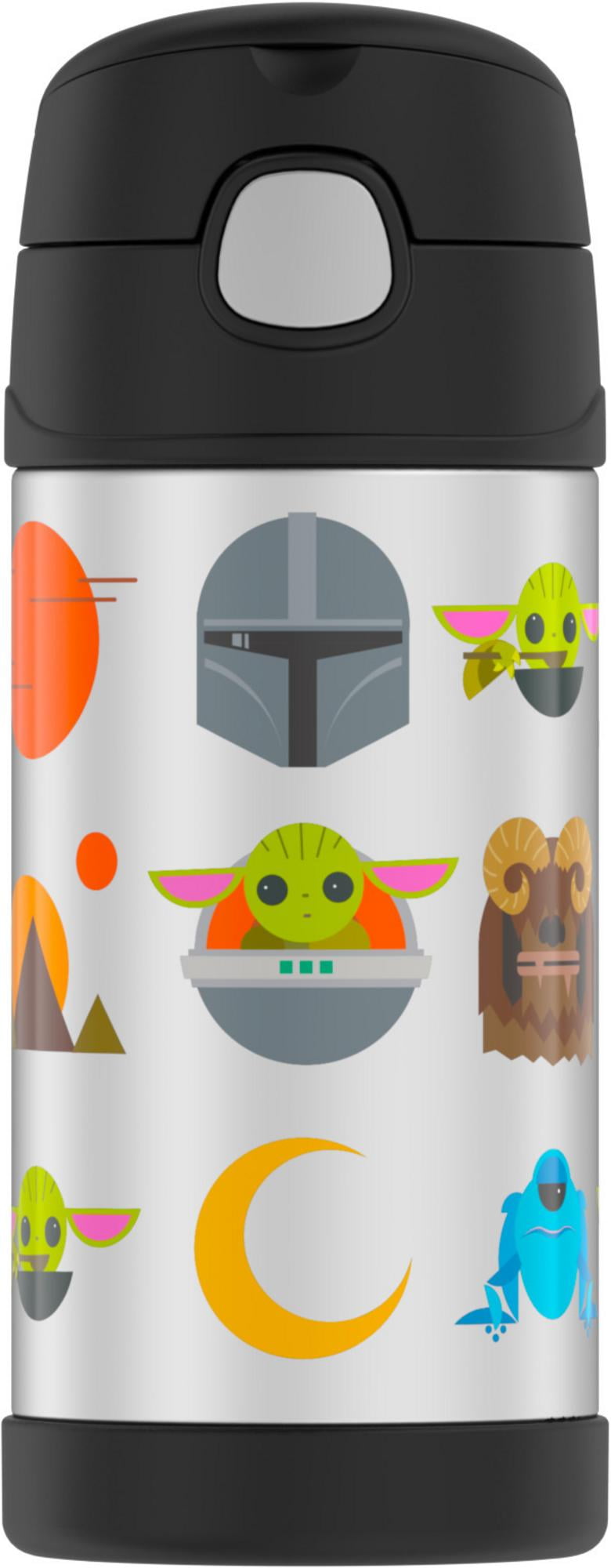 Thermos Kids Stainless Steel Vacuum Insulated Funtainer Straw Bottle, Mandalorian, 12oz