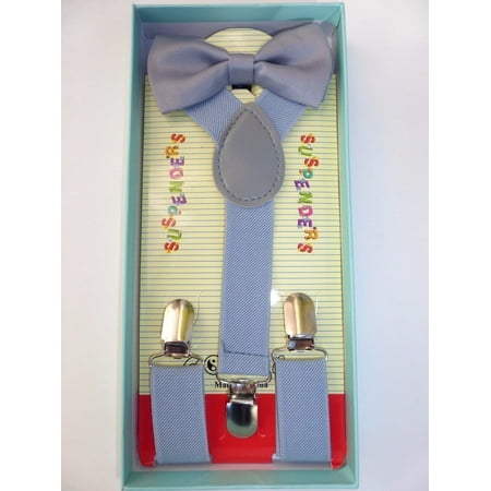 

Baby Toddler Kids Child Light Gray Suspenders and Bow Tie Gift Box Set
