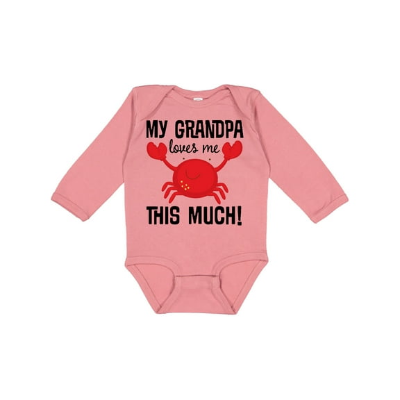 Inktastic My Grandpa Loves Me Crab Boys or Girls Long Sleeve Baby Bodysuit