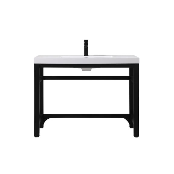 Elegant Lighting VF14542BK Raya 42" Rectangular Iron Console Bathroom Sink - Black