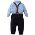 thumbnail image 4 of Baby Boy Clothes 3-24 Months Infant Formal Tuxedo Outfit Long Sleeve Dress Suits Bowtie Suspender Pants, 4 of 18