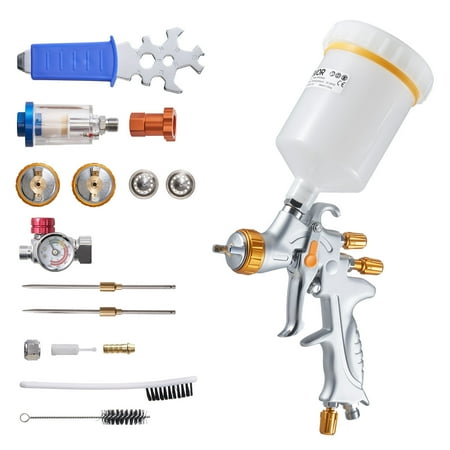 VEVOR HVLP Air Spray Gun Gravity Feed Paint Sprayer Gun with 3 Nozzles (1.3/1.4/1.7mm) 600ml Capacity Auto Paint Sprayer with Air Regulator for Automotive Primers Clear Coats & Topcoats